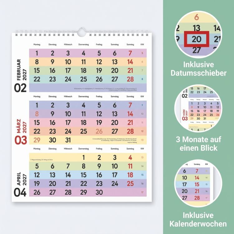 Produktbild: 3-Monatsplaner Farbenfroh 2027