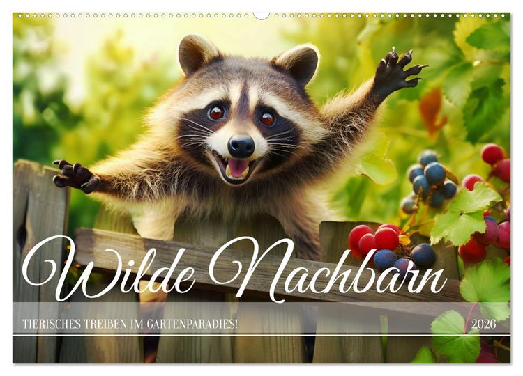 Produktbild: Wilde Nachbarn - Tierisches Treiben im Gartenparadies! (Wandkalender 2026 DIN A2 quer), CALVENDO Monatskalender