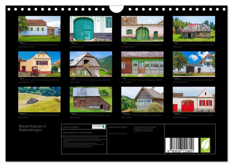 Produktbild: Bauernh&auml;user in Siebenb&uuml;rgen (Wandkalender 2026 DIN A4 quer), CALVENDO Monatskalender
