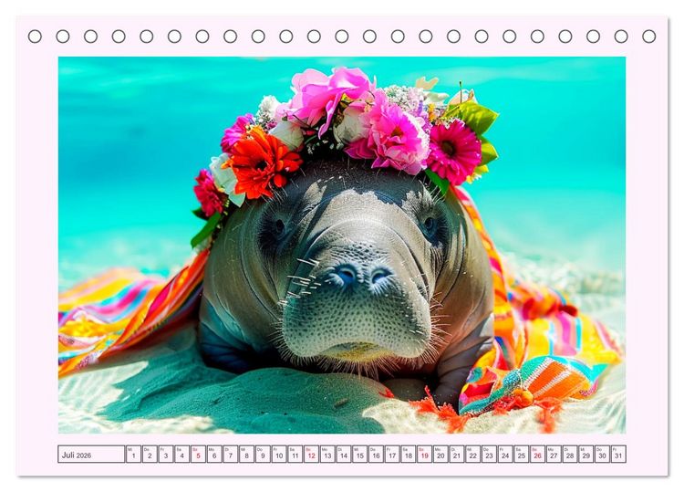 Produktbild: Modische Manatees. Charmante Seek&uuml;he mit Stil (Tischkalender 2026 DIN A5 quer), CALVENDO Monatskalender