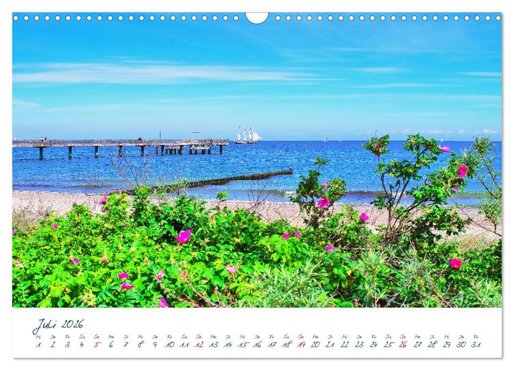 Produktbild: Seebr&uuml;cken an der Ostsee - Aufs Meer laufen und die frische Ostseebrise genie&szlig;en (Wandkalender 2026 DIN A3 quer), CALVENDO Monatskalender