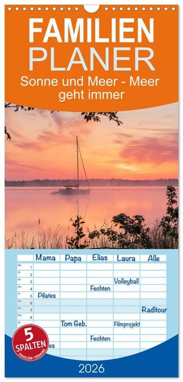 Produktbild: Familienplaner 2026 - Sonne und Meer - Meer geht immer mit 5 Spalten (Wandkalender, 21 x 45 cm) CALVENDO