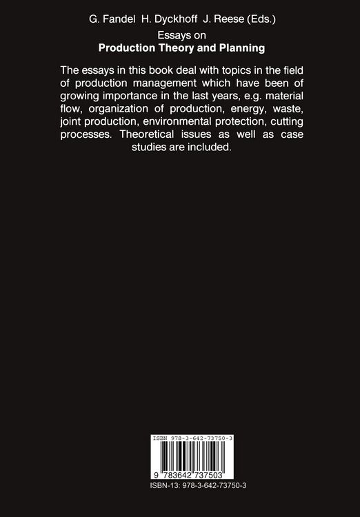 Produktbild: Essays on Production Theory and Planning