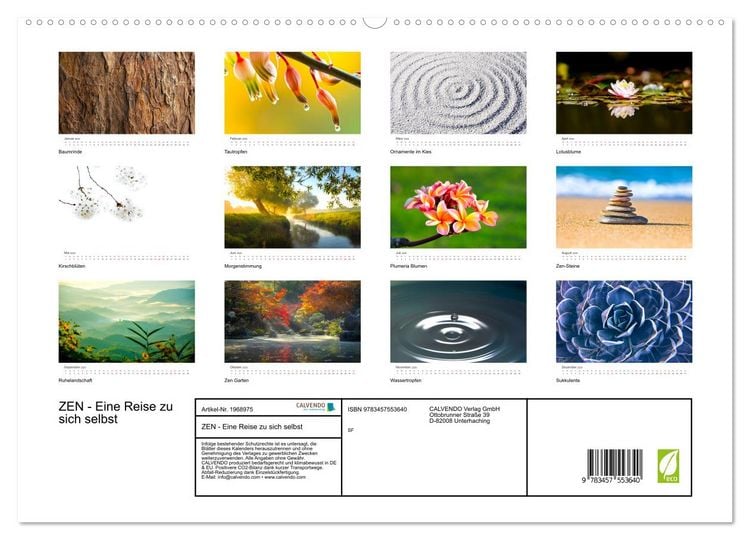 Produktbild: ZEN - Eine Reise zu sich selbst (hochwertiger Premium Wandkalender 2026 DIN A2 quer), Kunstdruck in Hochglanz