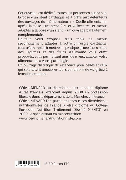 Produktbild: Menus d'automne adapt&eacute;s &agrave; la pose d'un stent cardiaque.