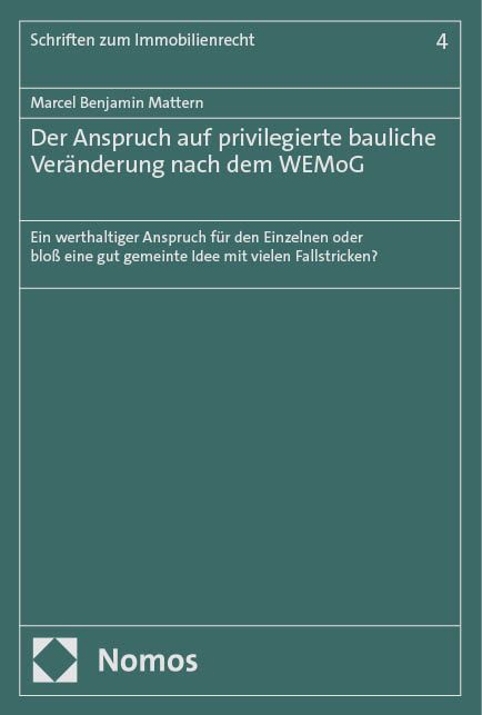 Produktbild: Der Anspruch auf privilegierte bauliche Ver&auml;nderung nach dem WEMoG