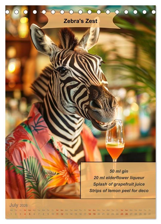 Produktbild: Animal cocktail creations for bartenders (Desk Calendar 2026 DIN A5 portrait), CALVENDO 12 Month DeskCalendar
