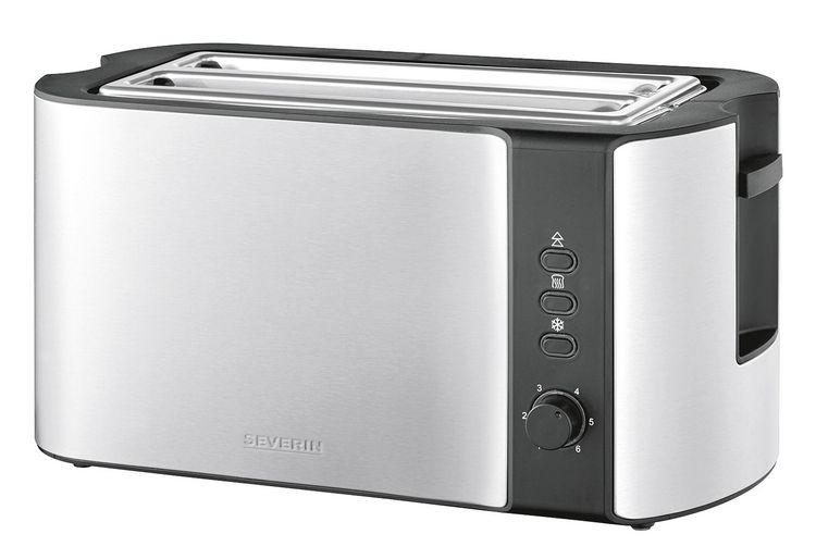 Produktbild: Severin AT 2590 Doppel-Langschlitztoaster mit Br&ouml;tchenaufsatz Edelstahl, Schwarz