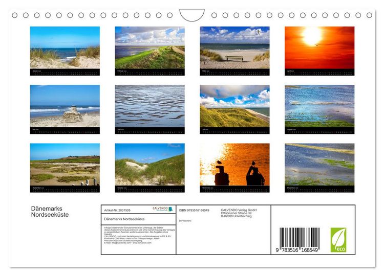 Produktbild: D&auml;nemarks Nordseek&uuml;ste (Wandkalender 2026 DIN A4 quer), CALVENDO Monatskalender