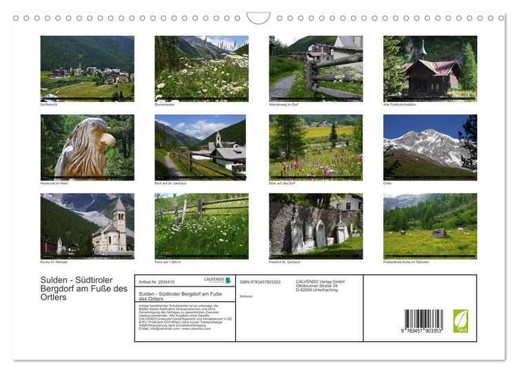 Produktbild: Sulden - S&uuml;dtiroler Bergdorf am Fu&szlig;e des Ortlers (Wandkalender 2026 DIN A3 quer), CALVENDO Monatskalender
