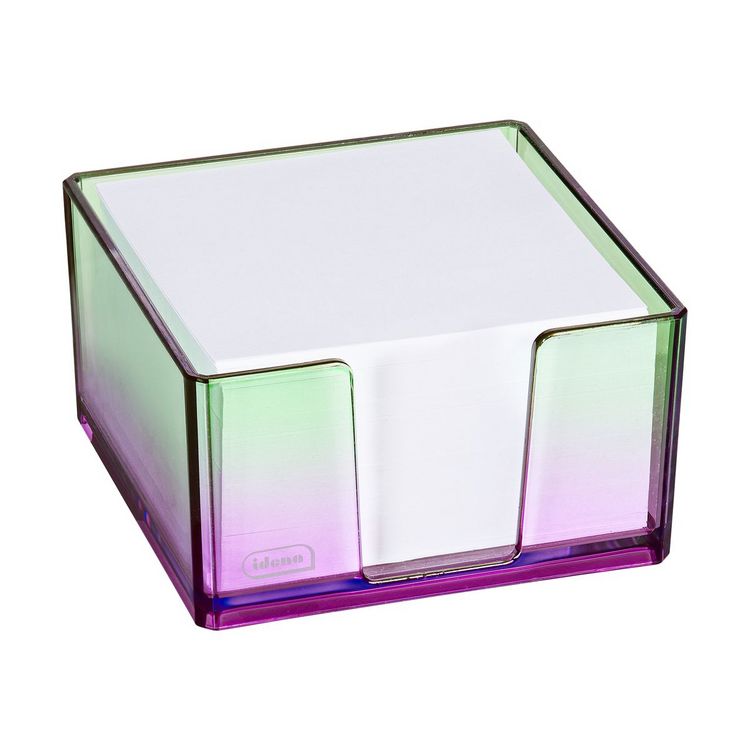 Produktbild: Idena Zettelbox Bicolor Acryl 450 Blatt 80g/m&sup2; pink/gr&uuml;n 103x103x57mm