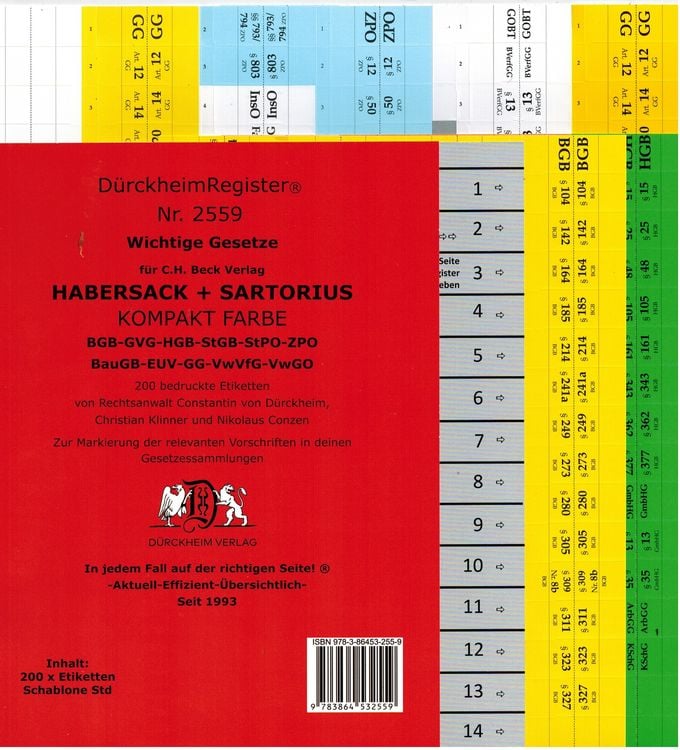 Produktbild: D&uuml;rckheimRegister&reg; HABERSACK + SARTORIUS KOMPAKT Gesetze und &sect;&sect;, ohne Stichworte