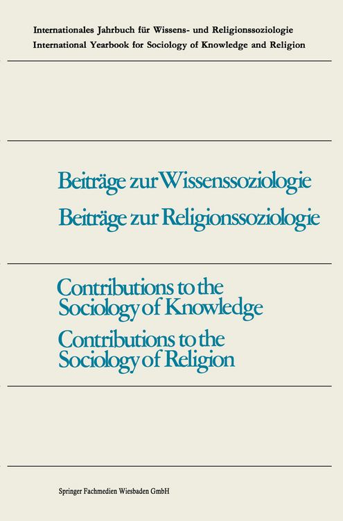 Produktbild: Contributions to the Sociology of Knowledge / Contributions to the Sociology of Religion