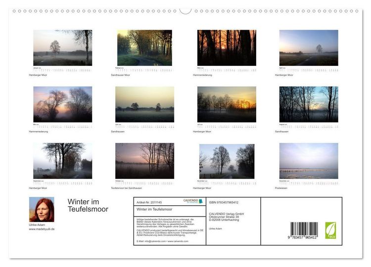 Produktbild: Winter im Teufelsmoor (hochwertiger Premium Wandkalender 2026 DIN A2 quer), Kunstdruck in Hochglanz