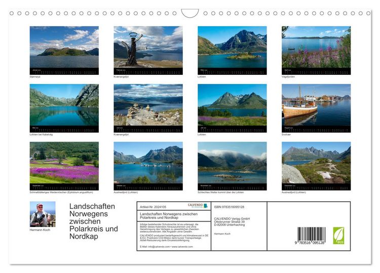 Produktbild: Landschaften Norwegens zwischen Polarkreis und Nordkap (Wandkalender 2026 DIN A3 quer), CALVENDO Monatskalender