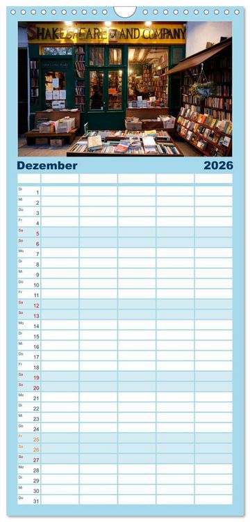 Produktbild: Familienplaner 2026 - Paris mit 5 Spalten (Wandkalender, 21 x 45 cm) CALVENDO