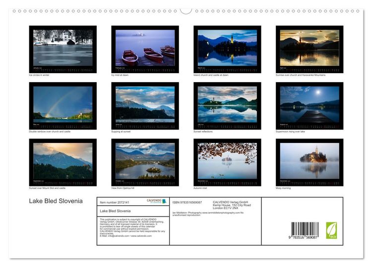 Produktbild: Lake Bled Slovenia (High Quality Premium Wall Calendar 2026 DIN A2 landscape),CALVENDO 12 Month Wall Calendar
