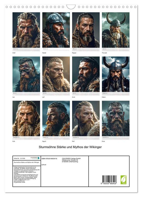 Produktbild: Sturms&ouml;hne St&auml;rke und Mythos der Wikinger (Wandkalender 2026 DIN A3 hoch), CALVENDO Monatskalender