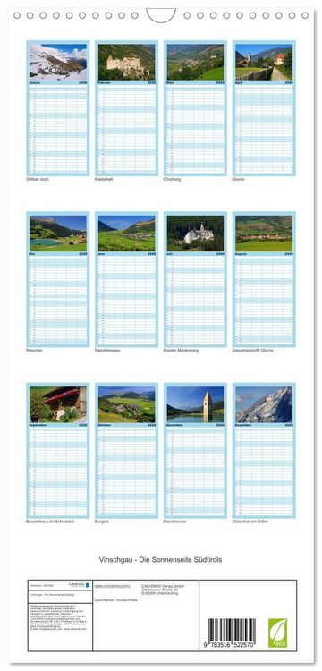 Produktbild: Familienplaner 2026 - Vinschgau - Die Sonnenseite S&uuml;dtirols mit 5 Spalten (Wandkalender, 21 x 45 cm) CALVENDO
