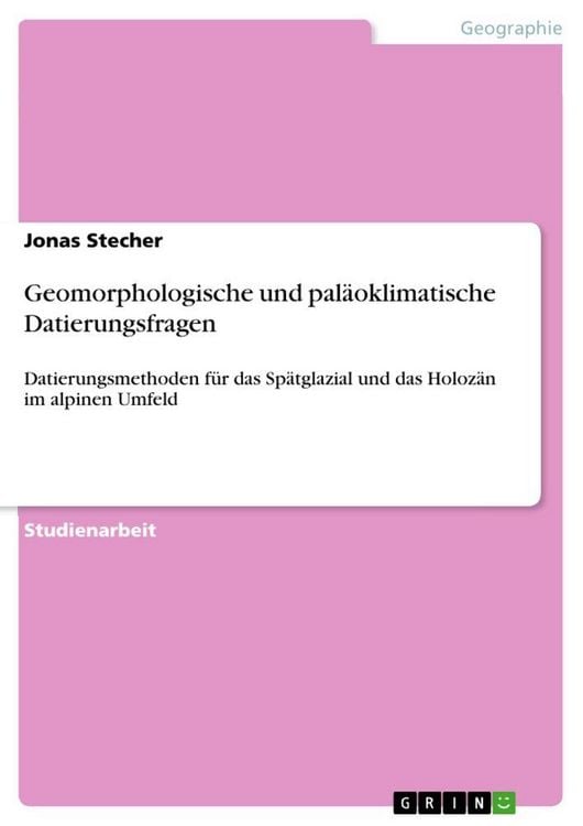 Produktbild: Geomorphologische und pal&auml;oklimatische Datierungsfragen
