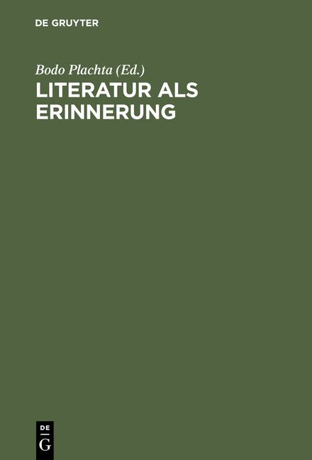 Produktbild: Literatur als Erinnerung