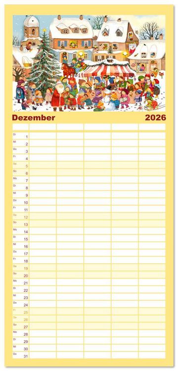 Produktbild: Familienplaner 2026 - Wimmelig durch das Jahr mit 5 Spalten (Wandkalender, 21 x 45 cm) CALVENDO
