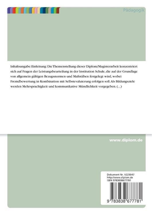 Produktbild: Differenzierte Strategien zur Leistungsbeurteilung im Franz&ouml;sischunterricht an H&ouml;heren Schulen