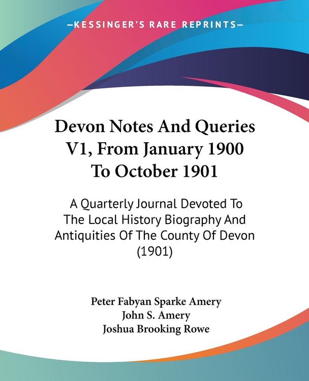 Produktbild: Devon Notes And Queries V1, From January 1900 To October 1901