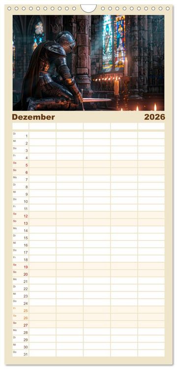 Produktbild: Familienplaner 2026 - Ritter - Legenden aus Stahl und Ehre mit 5 Spalten (Wandkalender, 21 x 45 cm) CALVENDO