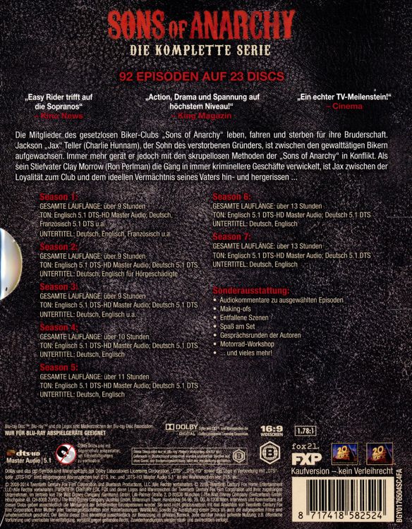 Produktbild: Sons of Anarchy - Complete Box [23 BRs]