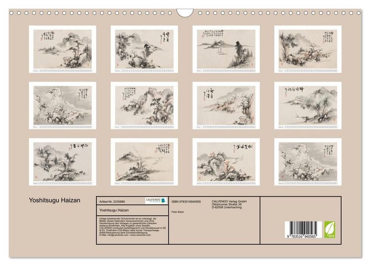 Produktbild: Yoshitsugu Haizan (Wandkalender 2027 DIN A3 quer), CALVENDO Monatskalender