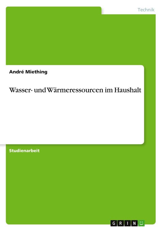 Produktbild: Wasser- und W&auml;rmeressourcen im Haushalt
