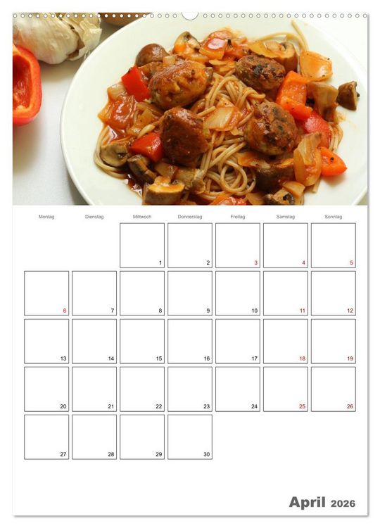 Produktbild: Pasta mit Gem&uuml;se (Wandkalender 2026 DIN A2 hoch), CALVENDO Monatskalender