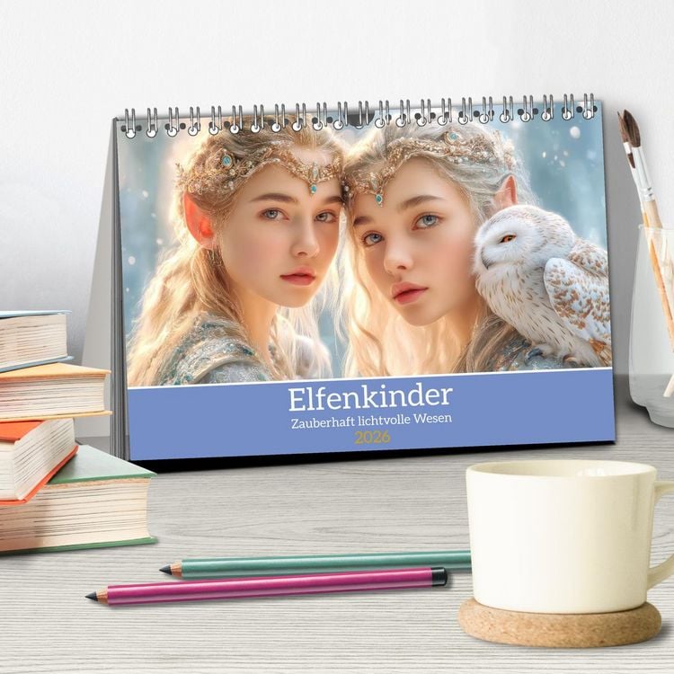 Produktbild: Elfenkinder - Zauberhaft lichtvolle Wesen (Tischkalender 2026 DIN A5 quer), CALVENDO Monatskalender