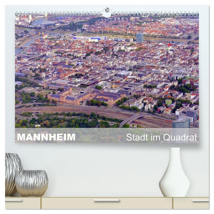 Produktbild: Mannheim - Stadt im Quadrat (hochwertiger Premium Wandkalender 2026 DIN A2 quer), Kunstdruck in Hochglanz