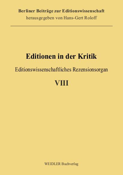 Produktbild: Editionen in der Kritik 8
