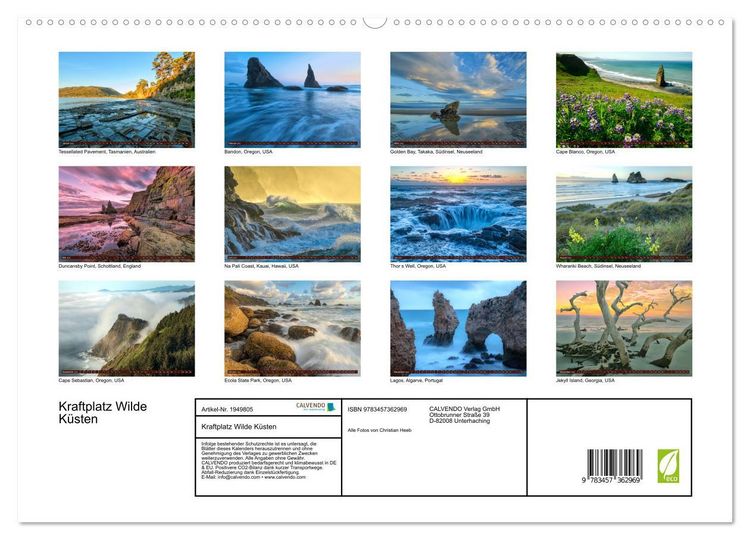 Produktbild: Kraftplatz Wilde K&uuml;sten (hochwertiger Premium Wandkalender 2026 DIN A2 quer), Kunstdruck in Hochglanz