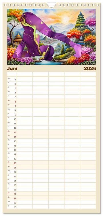 Produktbild: Familienplaner 2026 - YOGA - Harmonie von K&ouml;rper, Geist und Seele mit 5 Spalten (Wandkalender, 21 x 45 cm) CALVENDO