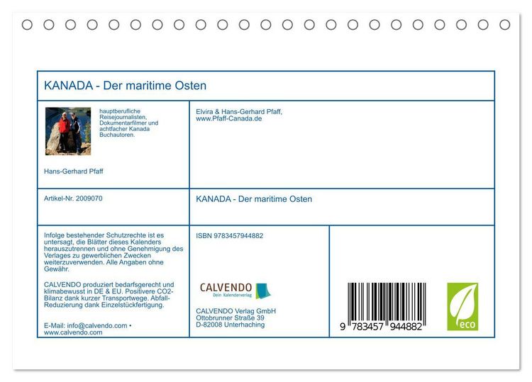 Produktbild: KANADA - Der maritime Osten (Tischkalender 2026 DIN A5 quer), CALVENDO Monatskalender