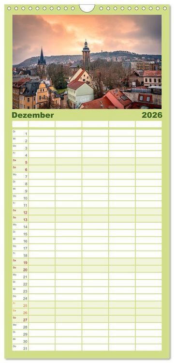 Produktbild: Familienplaner 2026 - Jena in Bildern mit 5 Spalten (Wandkalender, 21 x 45 cm) CALVENDO
