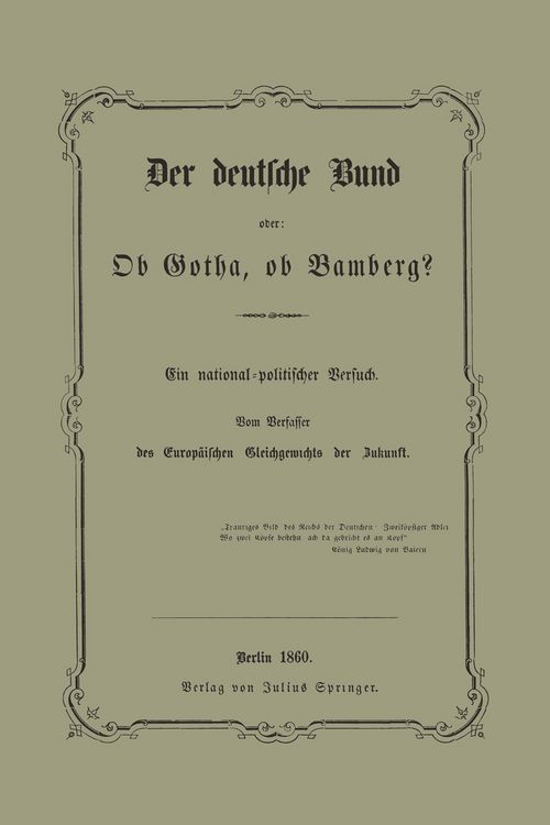 Produktbild: Der deutsche Bund oder: Ob Gotha, ob Bamberg?