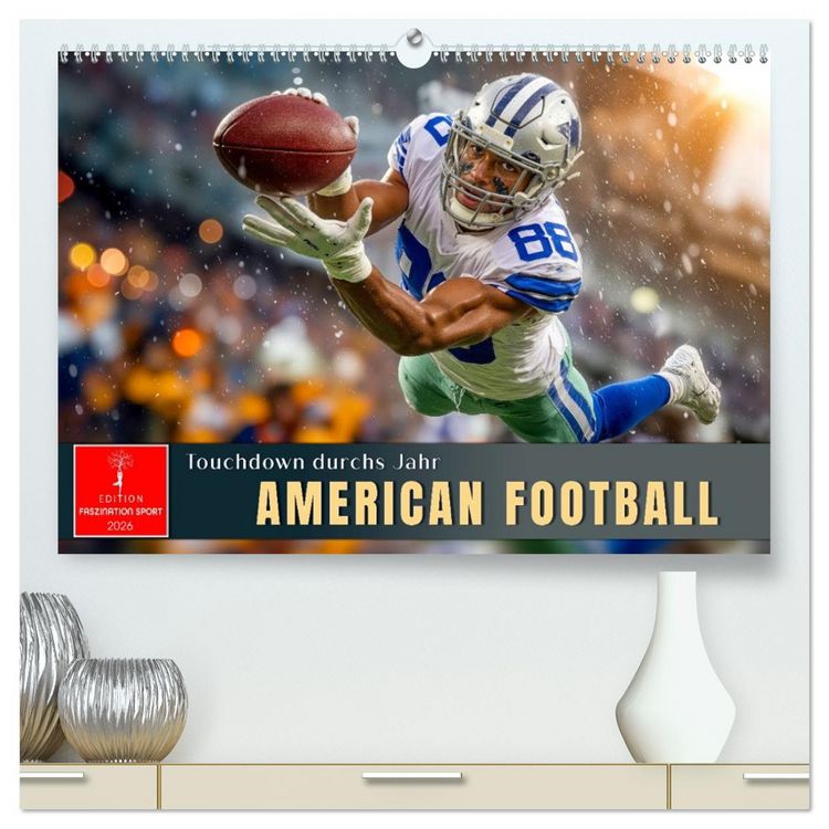 Produktbild: American Football - Touchdown durchs Jahr (hochwertiger Premium Wandkalender 2026 DIN A2 quer), Kunstdruck in Hochglanz