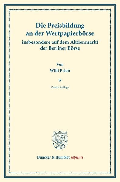 Produktbild: Die Preisbildung an der Wertpapierb&ouml;rse
