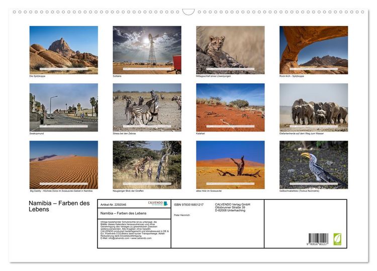 Produktbild: Namibia &ndash; Farben des Lebens (Wandkalender 2027 DIN A2 quer), CALVENDO Monatskalender
