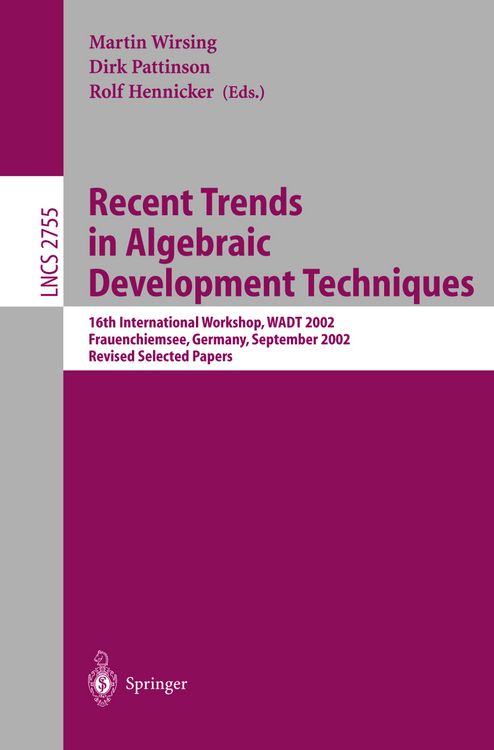 Produktbild: Recent Trends in Algebraic Development Techniques