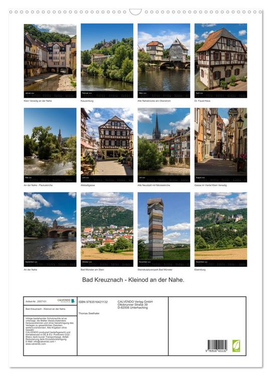 Produktbild: Bad Kreuznach - Kleinod an der Nahe. (Wandkalender 2026 DIN A2 hoch), CALVENDO Monatskalender