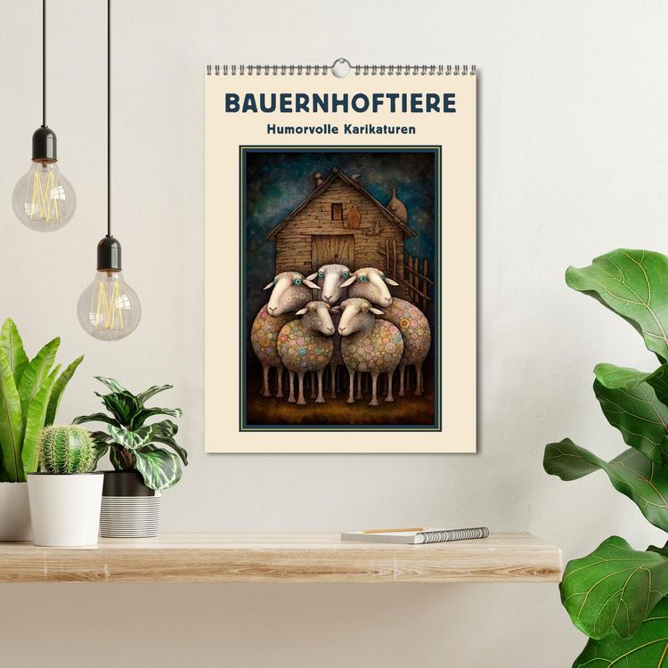 Produktbild: Bauernhoftiere - Humorvolle Karikaturen (Wandkalender 2026 DIN A3 hoch), CALVENDO Monatskalender