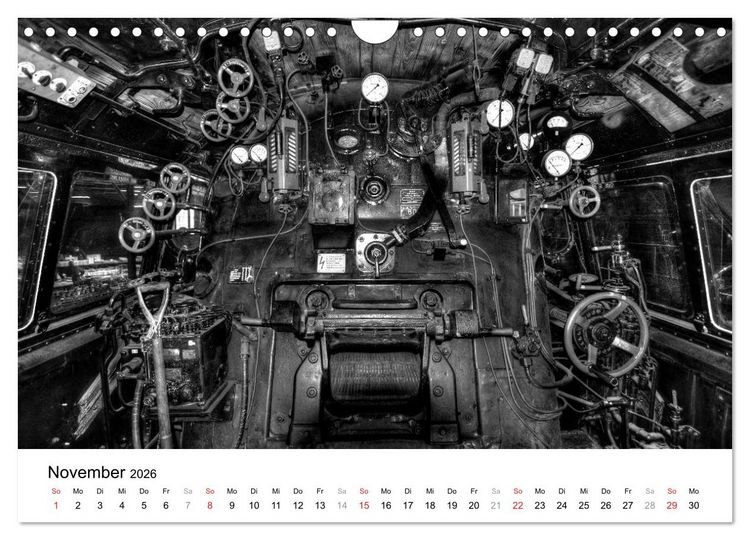 Produktbild: Unter Dampf - Eisenbahnromantik in schwarz-wei&szlig; (Wandkalender 2026 DIN A4 quer), CALVENDO Monatskalender