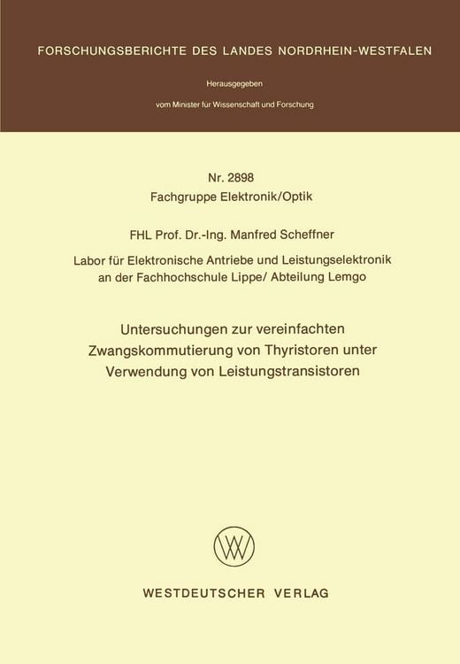 Bild vom Artikel Untersuchungen zur vereinfachten Zwangskommutierung von Thyristoren unter Verwendung von Leistungstransistoren vom Autor Manfred Scheffner