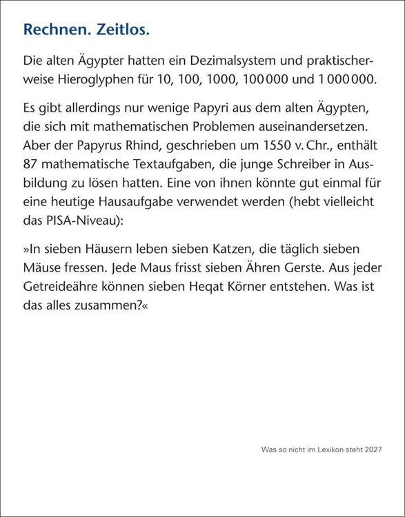 Produktbild: Was so nicht im Lexikon steht Tagesabrei&szlig;kalender 2027 - Kuriosit&auml;ten, Hist&ouml;rchen und merkw&uuml;rdige Geschichten